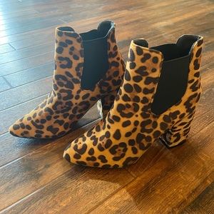 Leopard heeled booties.